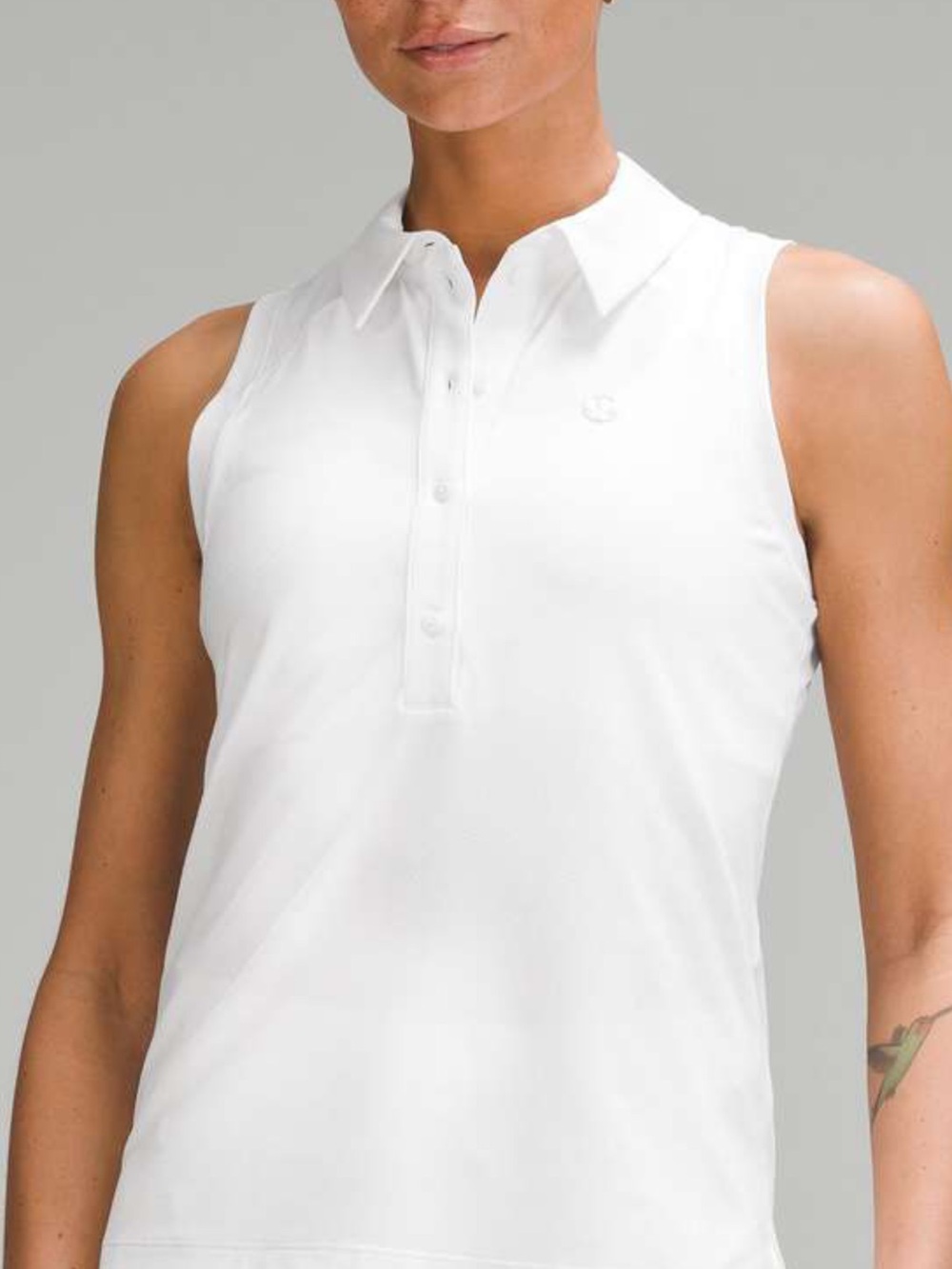 LULULEMON Quick Dry Sleeveless Polo Shirt *Straight Hem White (no size tag)